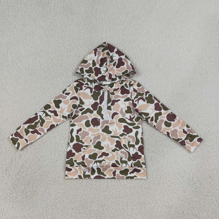 Sibling Baby Boys Hunting Camo Long Sleeve Hoodie Top with Zipper