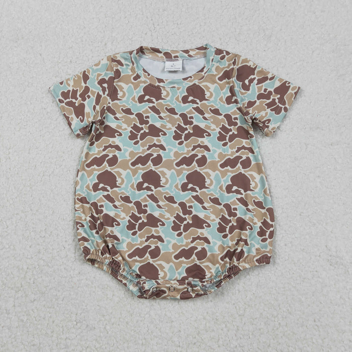 Sibling Baby Boys Hunting Camo Short Sleeve Bubble Romper