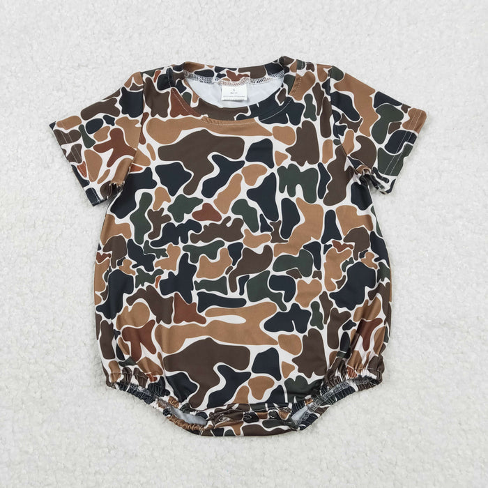 Sibling Baby Boys Hunting Camo Short Sleeve Bubble Romper