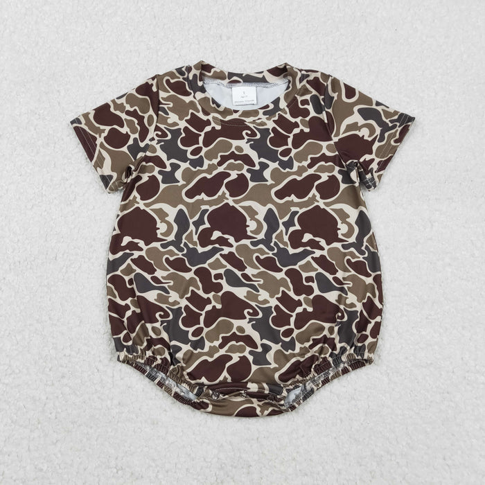 Sibling Baby Boys Hunting Camo Short Sleeve Bubble Romper
