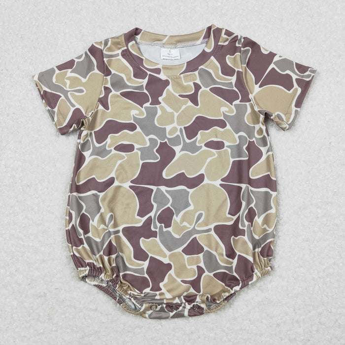 Sibling Baby Boys Hunting Camo Short Sleeve Bubble Romper