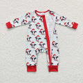 Sibling Baby Boys Light Blue Stripe Hats Cows Top Pants Christmas Pajamas Sets Zipper Rompers