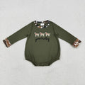 Sibling Baby Boys Long Sleeve Embroidery Ducks Dogs Hunting Rompers