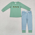 Sibling Baby Boys Long Sleeve Embroidery Ducks Top Pockets Pants Hunting Clothes Sets