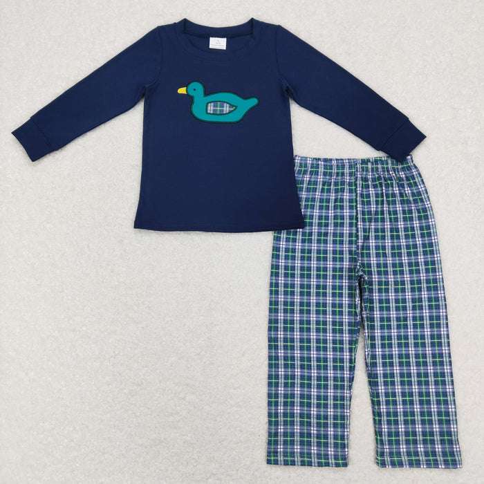 Sibling Baby Boys Long Sleeve Embroidery Ducks Top Pockets Pants Hunting Clothes Sets