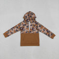Sibling Baby Boys Long Sleeves Southern Hunting Camo Horses Zip Pockets Hoodies Top