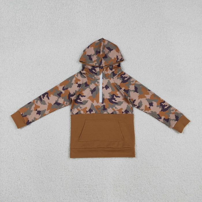 Sibling Baby Boys Long Sleeves Southern Hunting Camo Horses Zip Pockets Hoodies Top