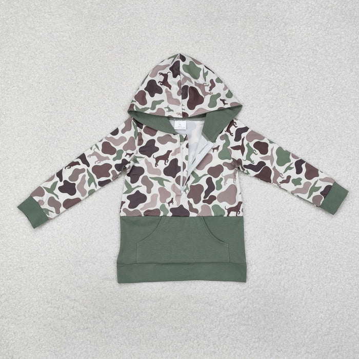 Sibling Baby Boys Long Sleeves Southern Hunting Camo Horses Zip Pockets Hoodies Top