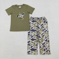 Sibling Baby Boys Short Sleeve Embroidery Ducks Top Camo Pants Hunting Clothes Sets
