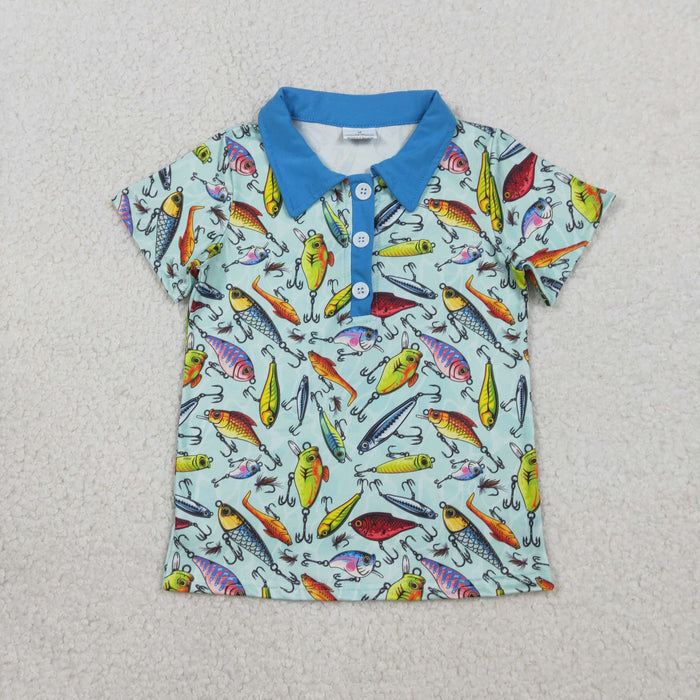 Sibling Baby Boys Short Sleeve Fishing Hunting Button Polo Shirt Rompers