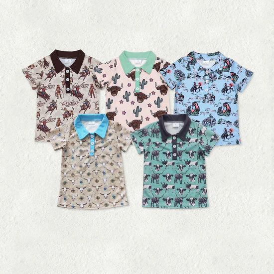 Sibling Baby Boys Summer Western Short Sleeve Polo Shirt Top