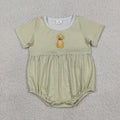 Sibling Baby Embroidery Puppy Striped Shorts Outfit Romper