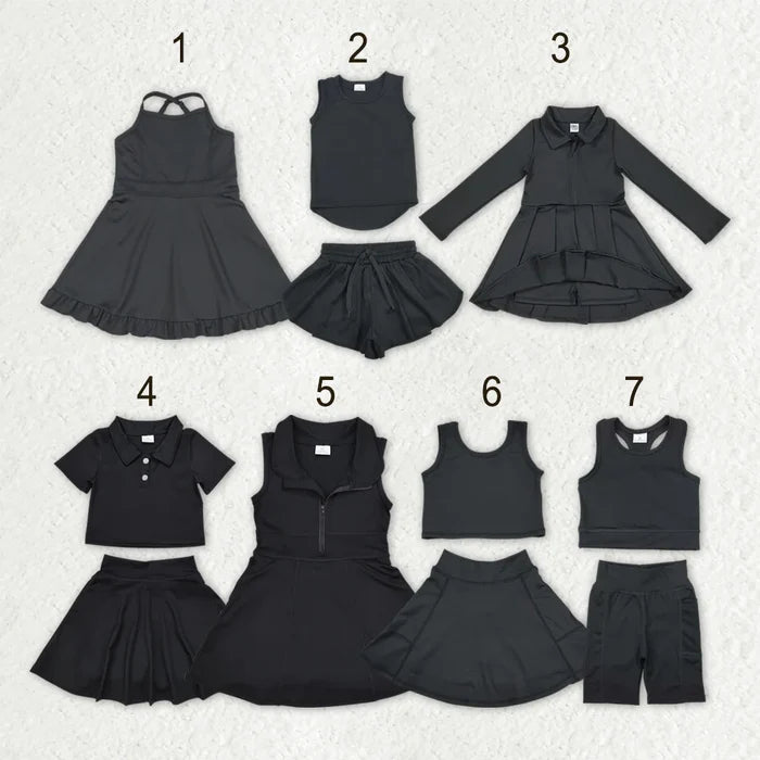 Sibling Baby Girls 6 Style Black Athletic Active Wear Work Out Dresses Set