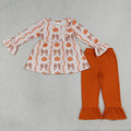 Sibling Baby Girls Bows Pumpkins Button Tunic Ruffle Pants Fall Clothes Set Rompers