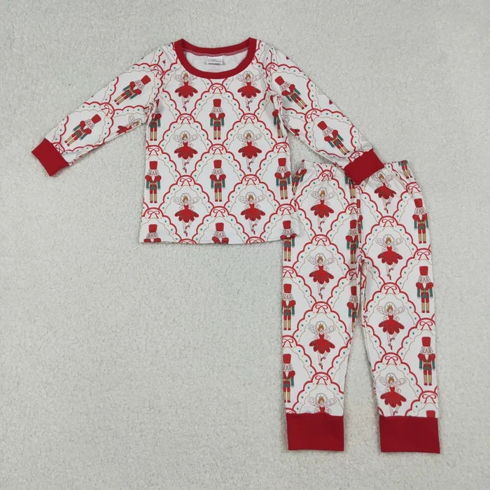Sibling Baby Girls Bows Soldiers Dancers Checked Pant Christmas Pajamas Sets Zipper Rompers