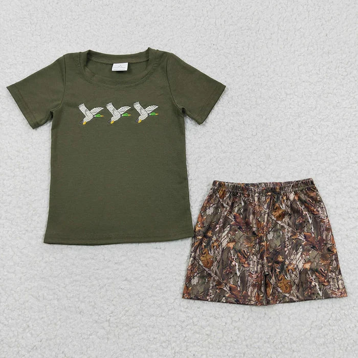 Sibling Baby Girls  Boys Mallard Duck Camo Shorts Outfit /Romper