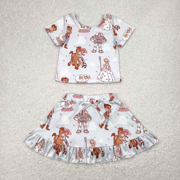 Sibling Baby Girls Cartoon Toy Outfit +Pullover Top
