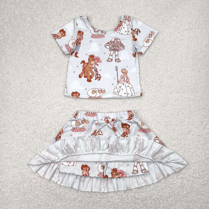Sibling Baby Girls Cartoon Toy Outfit +Pullover Top