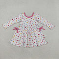 Sibling Baby Girls Colorful Hearts Bows Flowers Pockets Knee Length Dresses