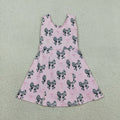 Sibling Baby Girls Cow Print Bows Short Knee Length Dress Tassel Rompers