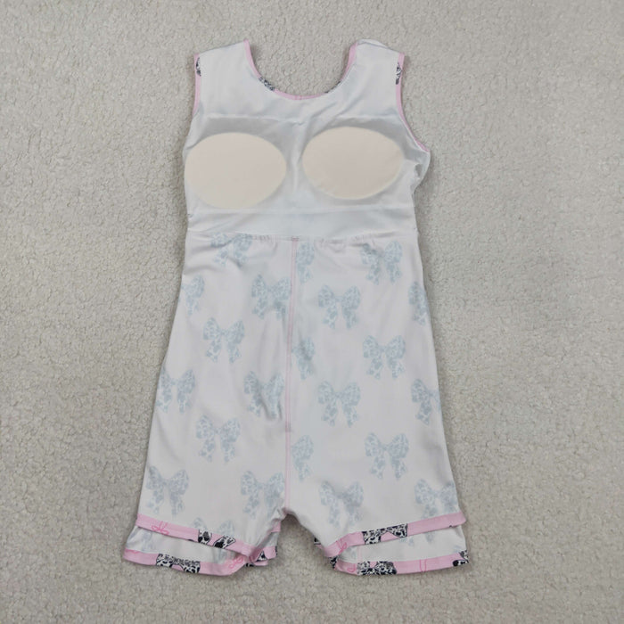 Sibling Baby Girls Cow Print Bows Short Knee Length Dress Tassel Rompers