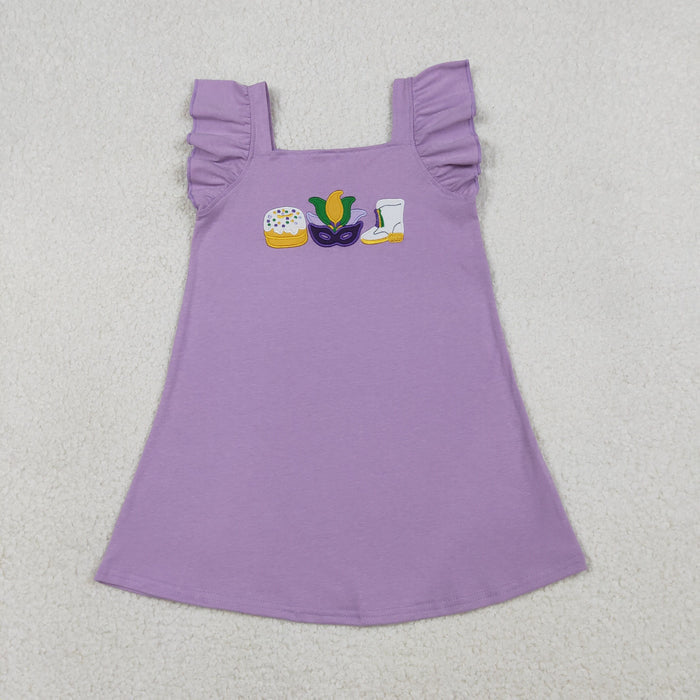 Sibling Baby Girls Embroidery Mask Anchors Tunic Ruffle Shorts Mardigras Clothes Sets Dresses