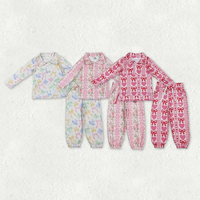 Sibling Baby Girls Floral Bow Zip Pullover Top with Jogger Outfit