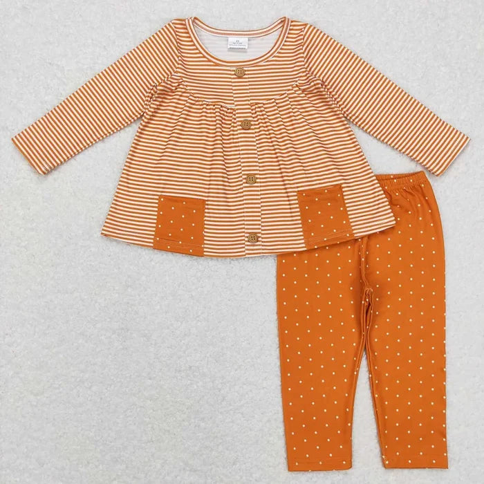 Sibling Baby Girls Floral Tunic Top with Polka Dot Leggings Outfit