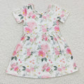 Sibling Baby Girls Flowers Checked Ruffle Knee Length Dresses