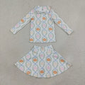Sibling Baby Girls Flowers Pumpkins Zip Pullovers Skirt Short Yoga Active Set Scallop Pant Sets