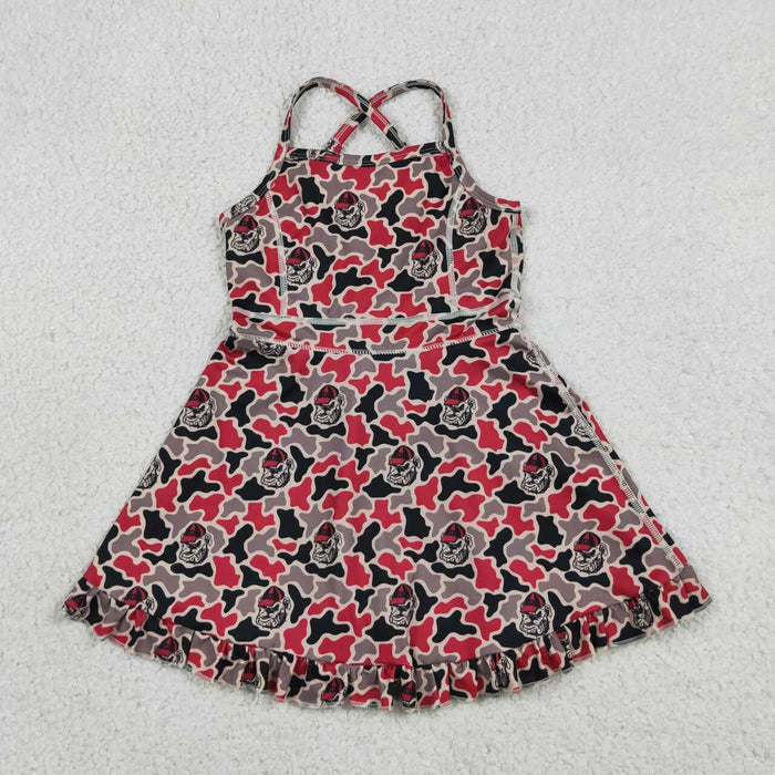 Sibling Baby Girls Georgia Camo  Team Polo Shirt Top Yoga Active Strap Knee Length Dress