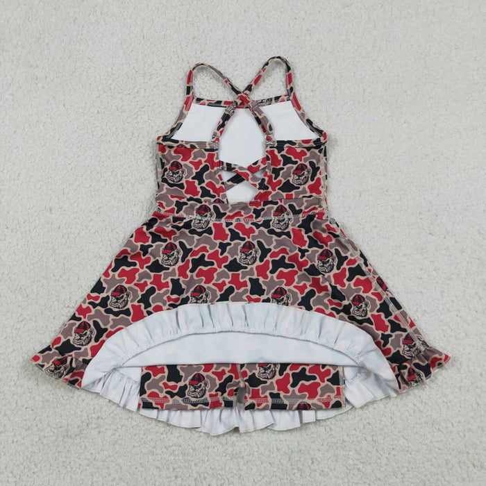 Sibling Baby Girls Georgia Camo  Team Polo Shirt Top Yoga Active Strap Knee Length Dress
