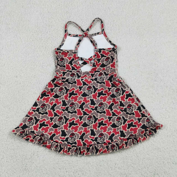 Sibling Baby Girls Georgia Camo  Team Polo Shirt Top Yoga Active Strap Knee Length Dress