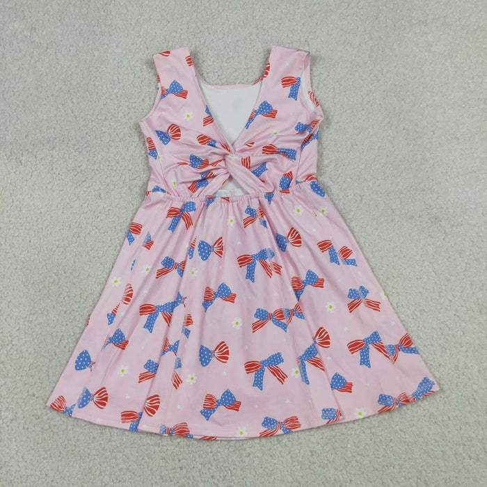 Sibling Baby Girls July 4th Bow Print Sleeveless Active Dress