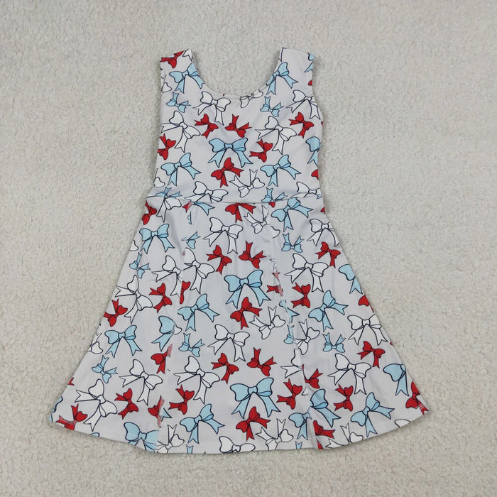 Sibling Baby Girls July 4th Bow Print Sleeveless Active Dress