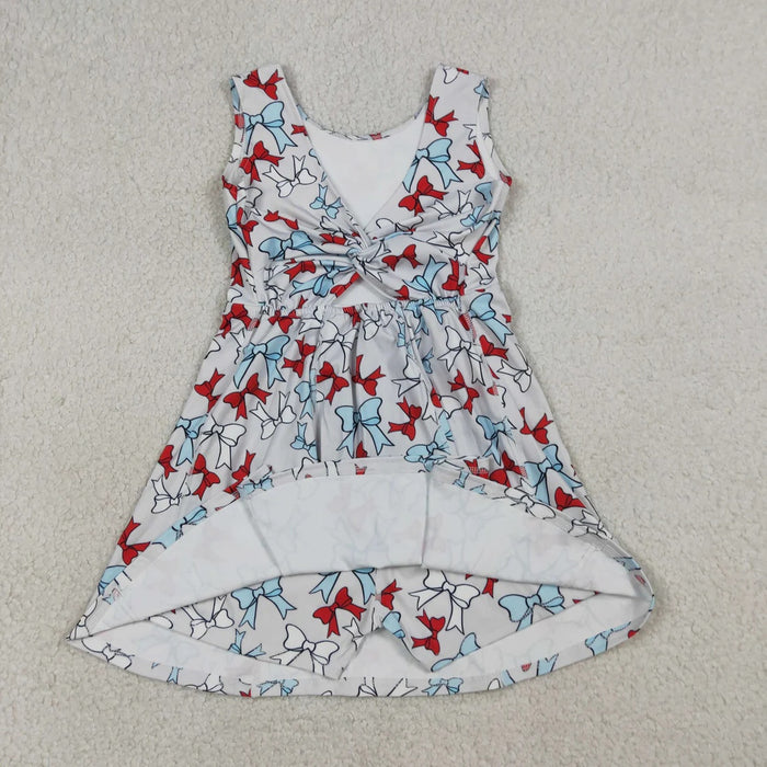 Sibling Baby Girls July 4th Bow Print Sleeveless Active Dress