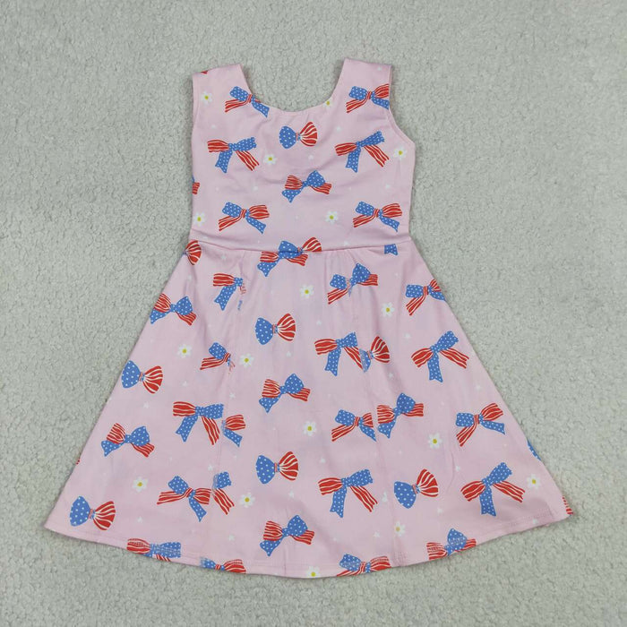 Sibling Baby Girls July 4th Bow Print Sleeveless Active Dress
