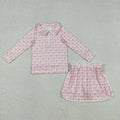 Sibling Baby Girls Long Sleeve Flowers Bows Zip Pumpkins Top Skirt Short Clothes Sets