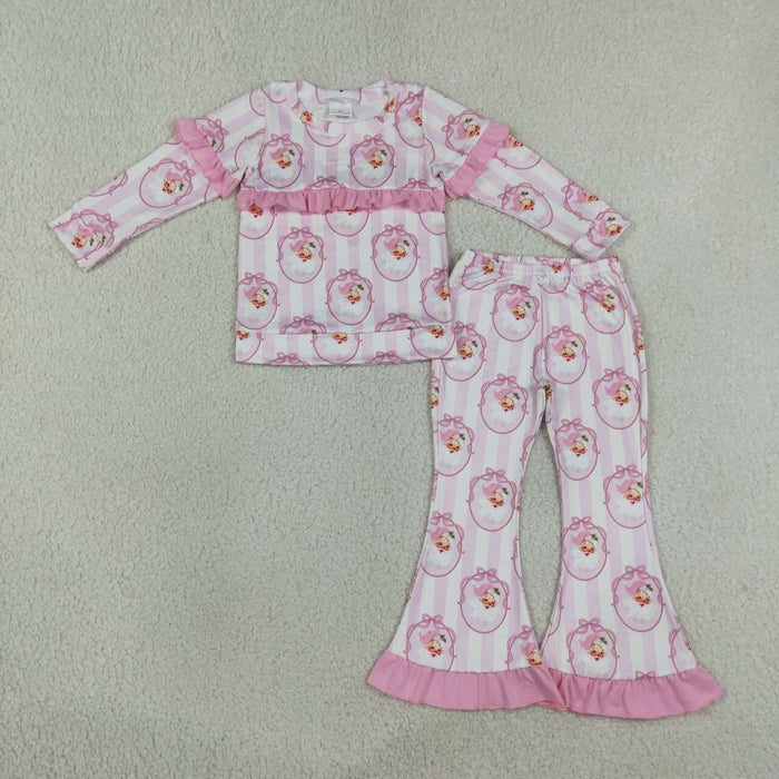 Sibling Baby Girls Long Sleeve Pumpkin Santa Ruffle Rop Bell Botton Outfit