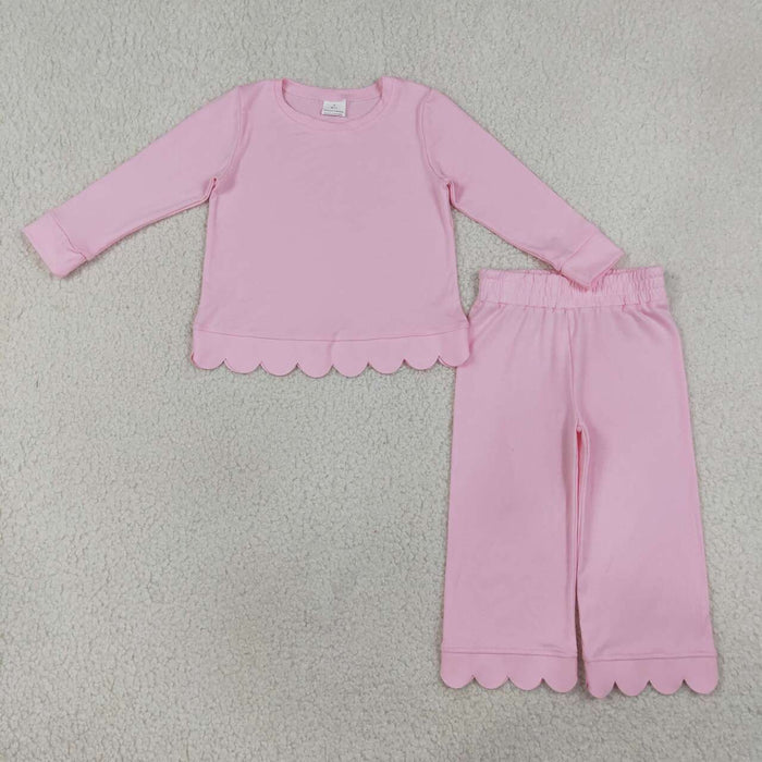 Sibling Baby Girls Long Sleeve Shirts Top Pants Scallop Clothes Sets