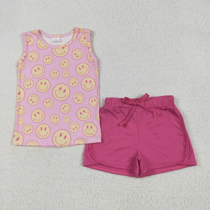 Sibling Baby Girls Pink Smiles Shirts Top Short Outfits Sets Jumpsuits