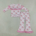 Sibling Baby Girls Pink Stripe Bows Santa Tunic Ruffle Pants Christmas Clothes Sets