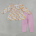Sibling Baby Girls Pumpkin Tunic Top with Pink Legging Set +Bubble Romper