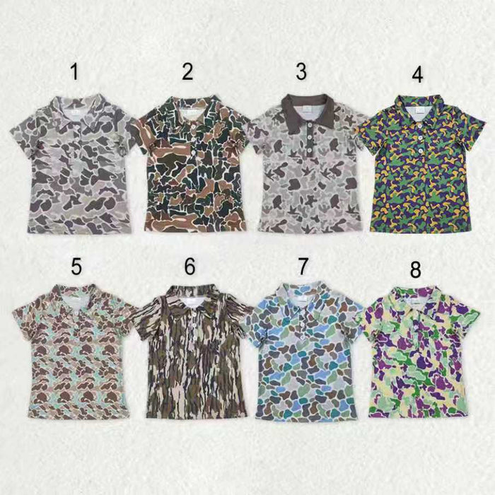Sibling Baby Girls Short Sleeve Southern Hunting Camo Button Polo Shirts Top