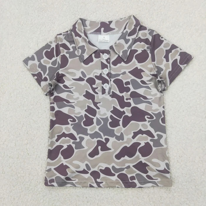 Sibling Baby Girls Short Sleeve Southern Hunting Camo Button Polo Shirts Top