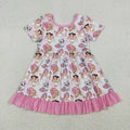 Sibling Baby Girls Short Sleeves Demon Hunter Ruffle Knee Length Dresses