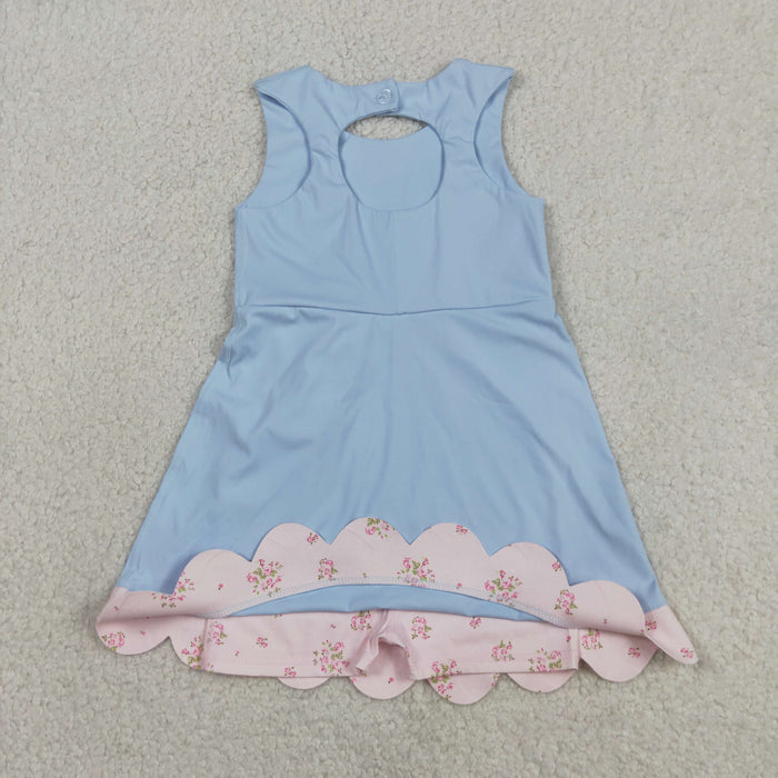 Sibling Baby Girls Sleeveless Bows Shorts Scallop Knee Length Dresses