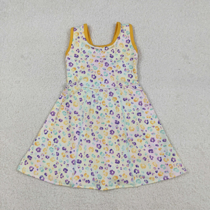 Sibling Baby Girls Sleeveless Mardigras Yoga Active Shorts Knee Length Dresses