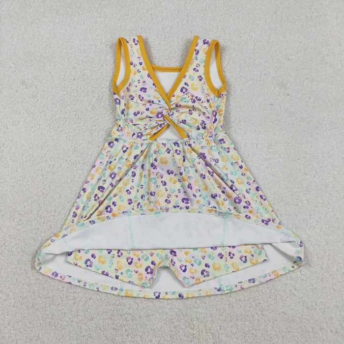 Sibling Baby Girls Sleeveless Mardigras Yoga Active Shorts Knee Length Dresses