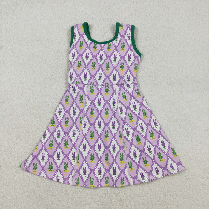 Sibling Baby Girls Sleeveless Mardigras Yoga Active Shorts Knee Length Dresses